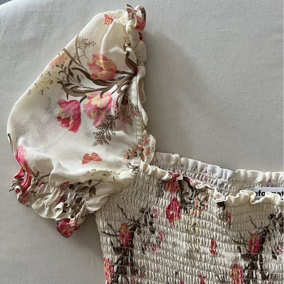 Reformation Floral Midi Dress in Cream and Pink - Picture 8 of 15